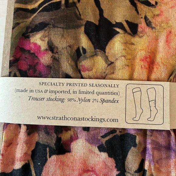 Strathcona Hand Printed Floral Knee High Stockings - New - Picture 6 of 8